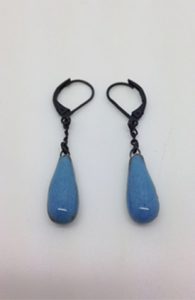 Boucles d'oreilles ceramique bleues, bijoux artisanaux Claire Hecquet-Chaut