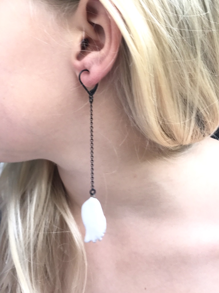 Mini white ceramic wing earrings