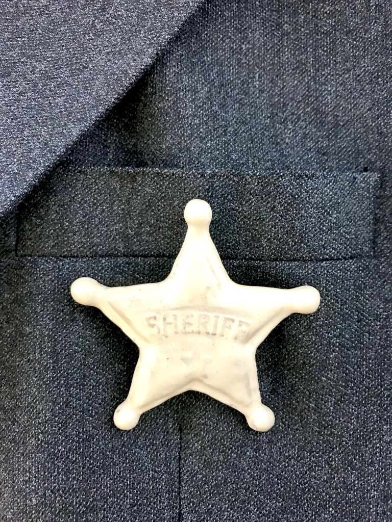 A ceramic Sheriff badge, hand made in France