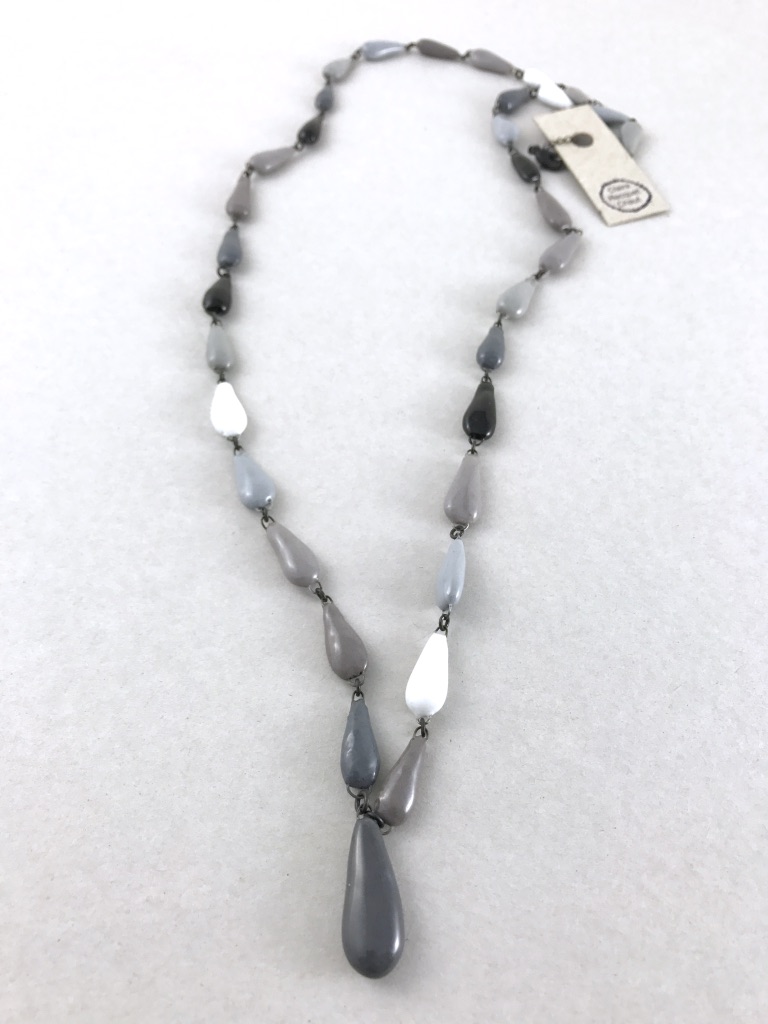Grey hand made ceramic drops necklace by Claire Hecquet-Chaut