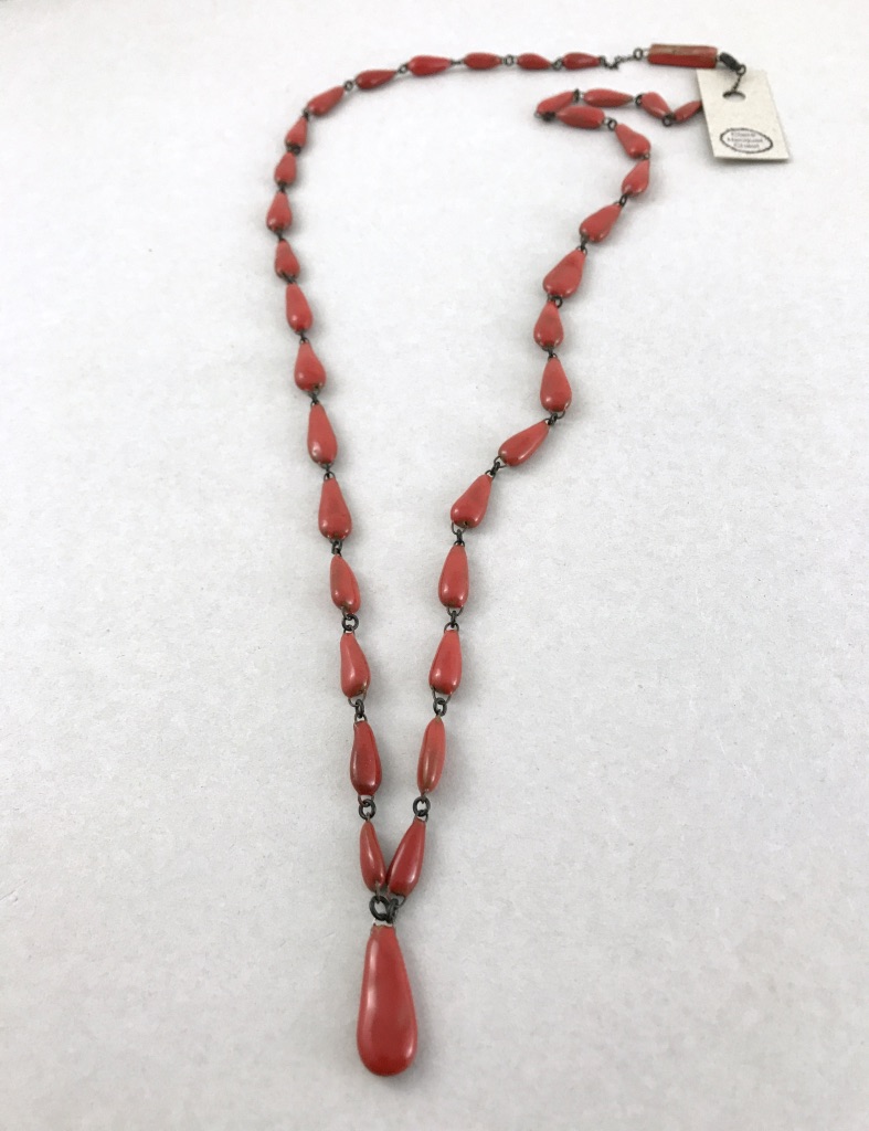 red hand made ceramic drops necklace by Claire Hecquet-Chaut