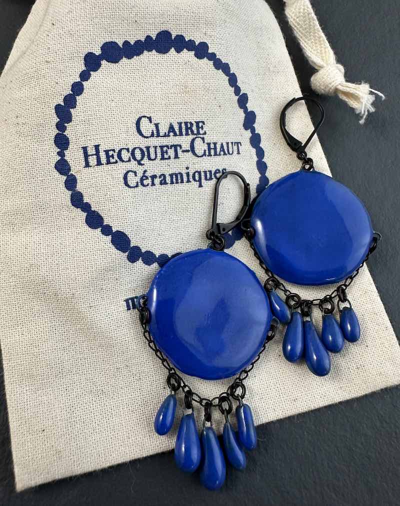 Boucles Louise en céramique bleu 80