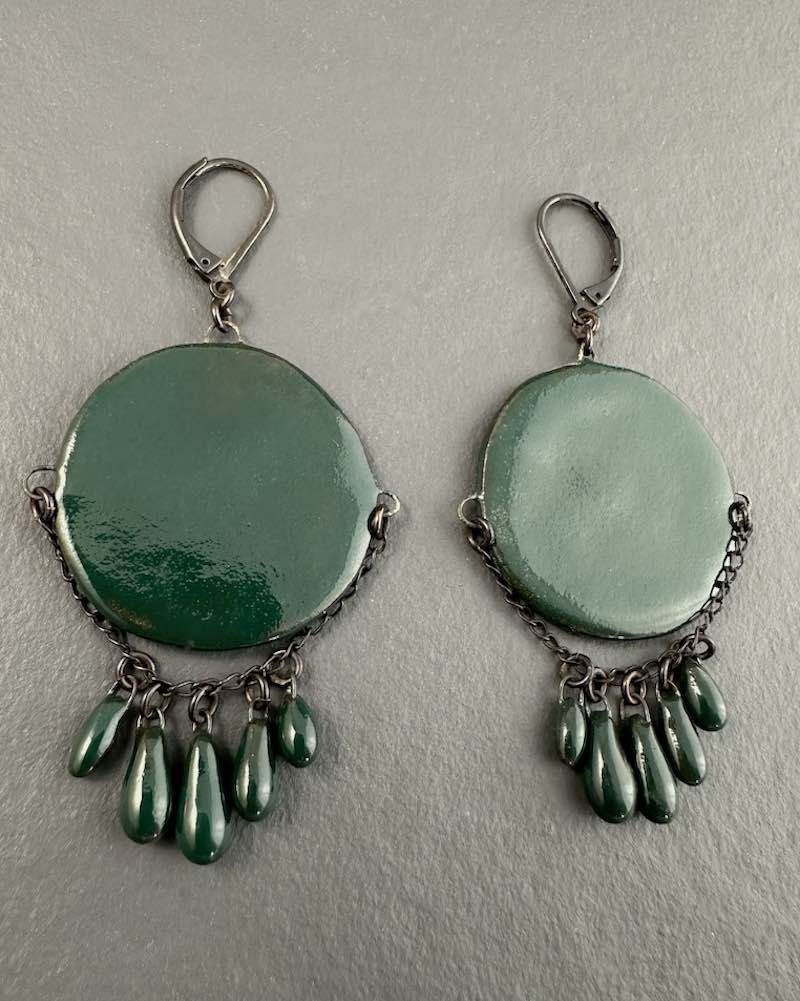Boucles d'oreilles Louise vert sombre