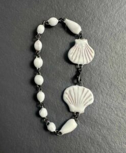 Bracelet Saint Jacques de Compostelle en céramique émaillée blanc