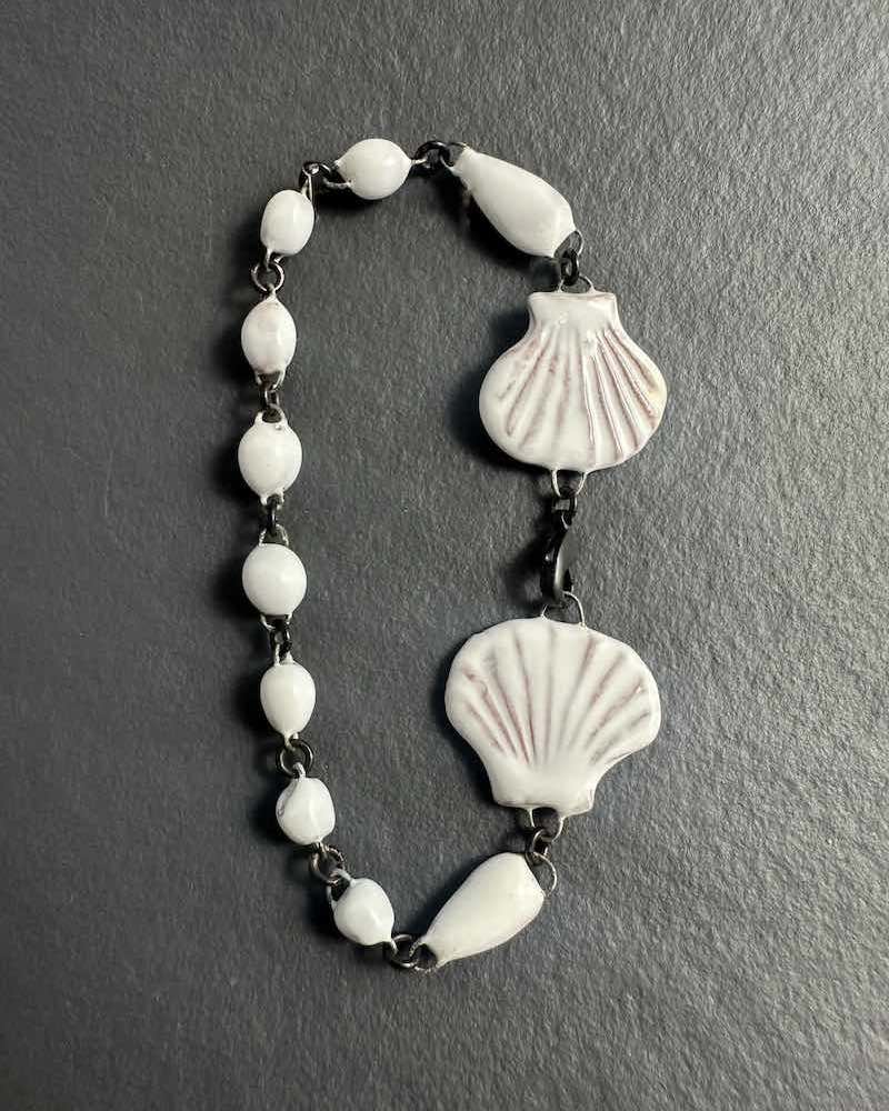 Bracelet Saint Jacques de Compostelle en céramique émaillée blanc