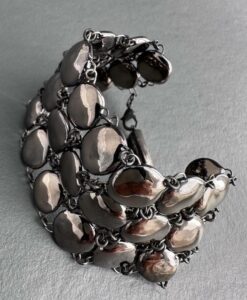 Bracelet Manchette triple rangs esprit cotte de maille en céramique couleur platine