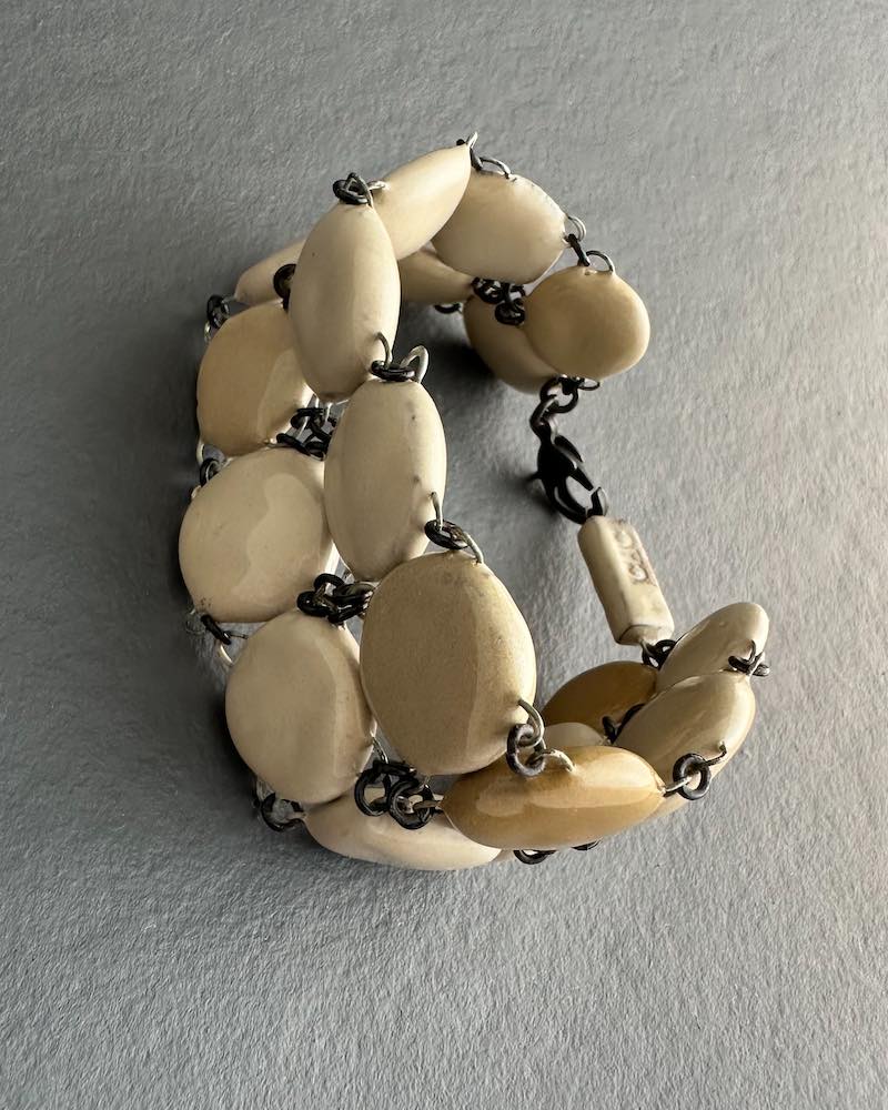 Bracelet Manchette double rangs en céramique
